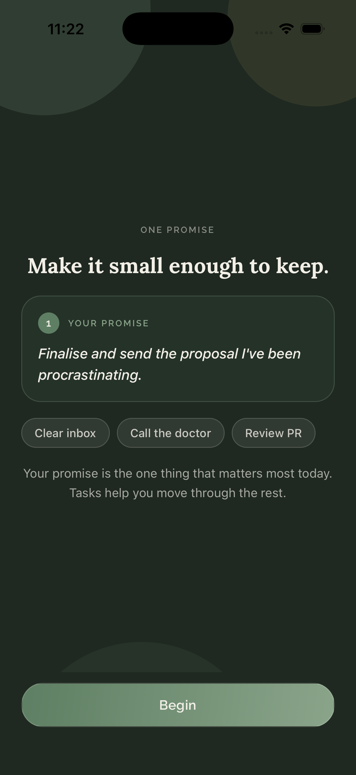 Morning promise screen in Spashta